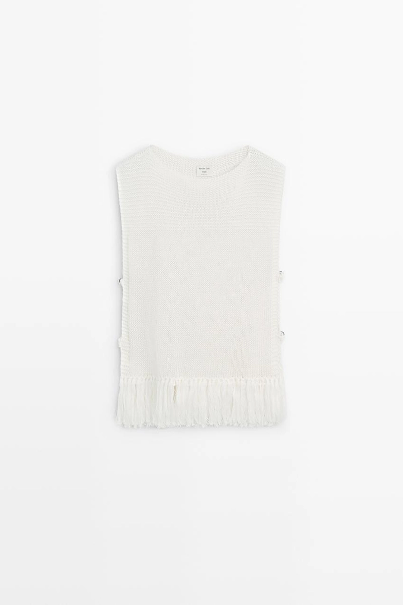 Топ с бахромой из трикотажа massimo dutti