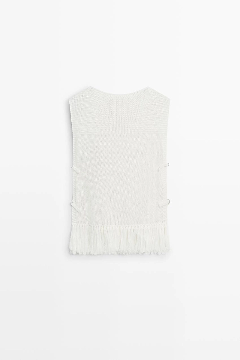 Топ с бахромой из трикотажа massimo dutti
