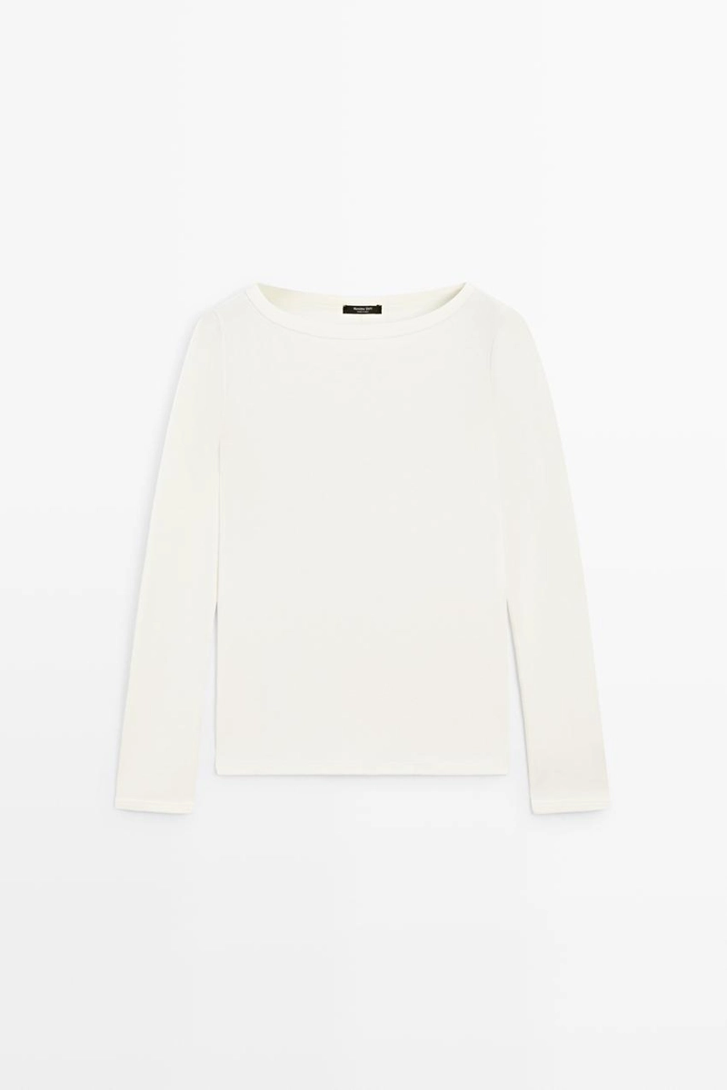 Футболка с длинным рукавом и лодочкой massimo dutti