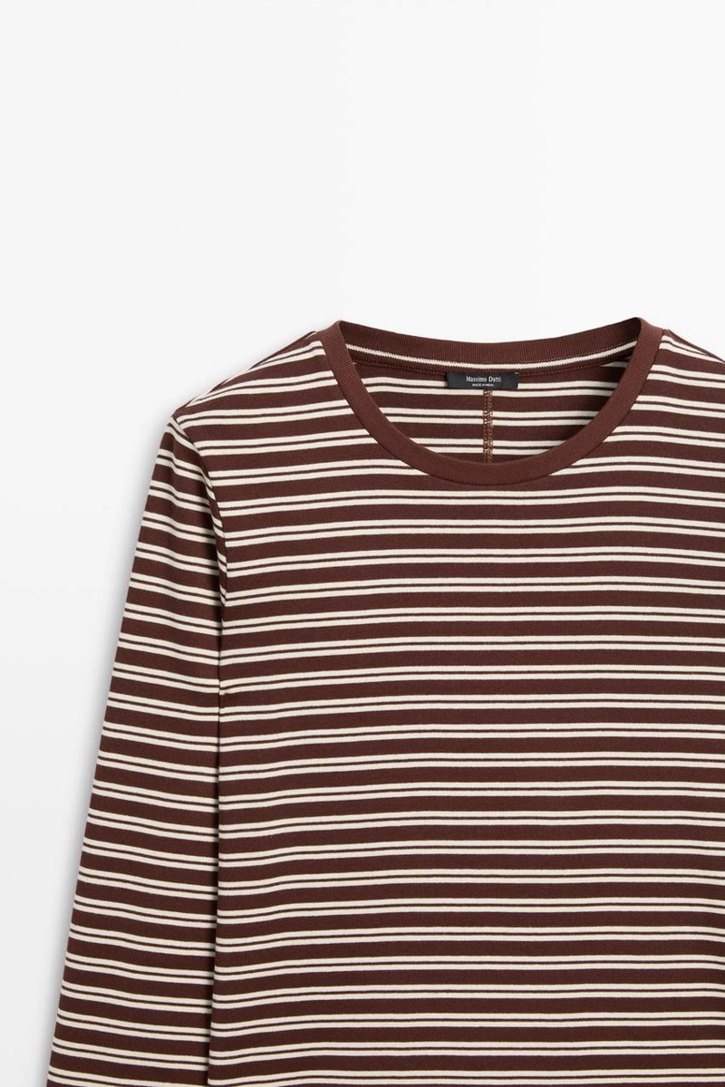 Футболка в полоску из 100% хлопка massimo dutti
