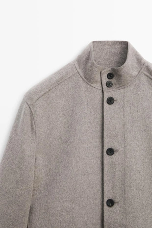 MINK | 2606/362/706 - Massimo Dutti Жакет из шерстяной смеси с высокой горловиной и двойной тканью