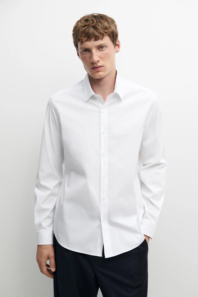 Рубашка slim fit с эластичной тканью