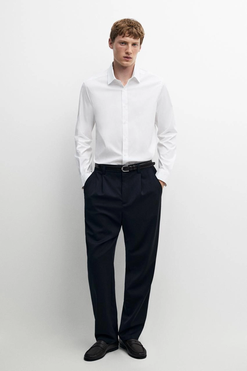 Рубашка slim fit с эластичной тканью