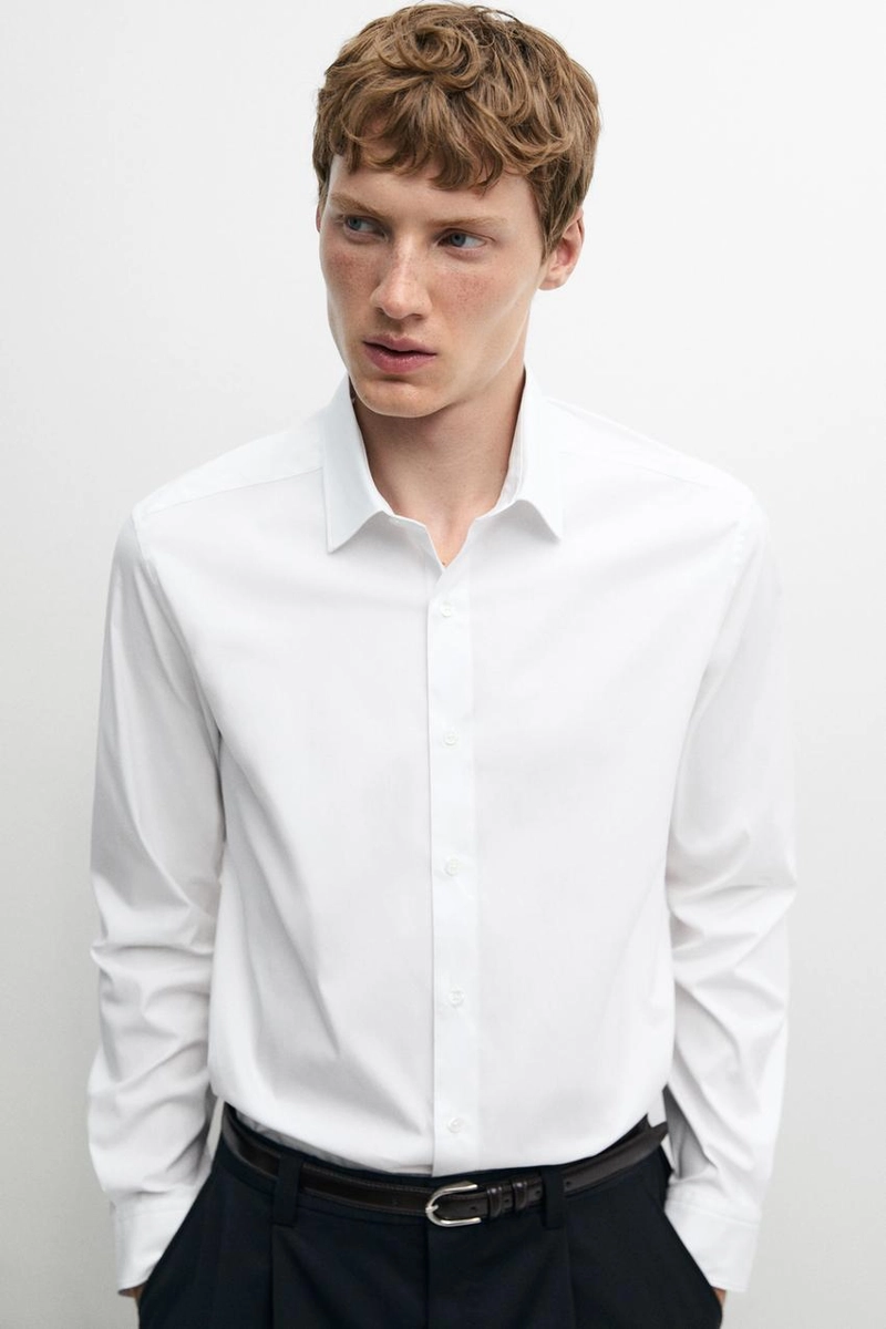Рубашка slim fit с эластичной тканью