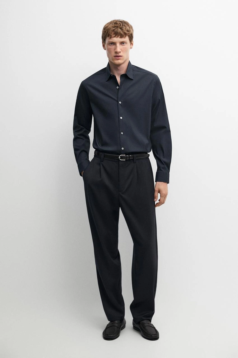 Рубашка slim fit с эластичной тканью