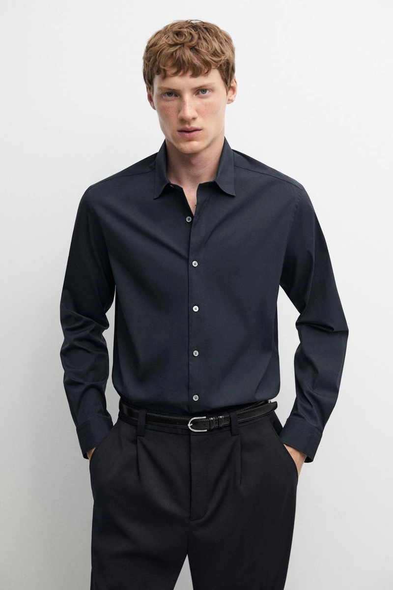 Рубашка slim fit с эластичной тканью