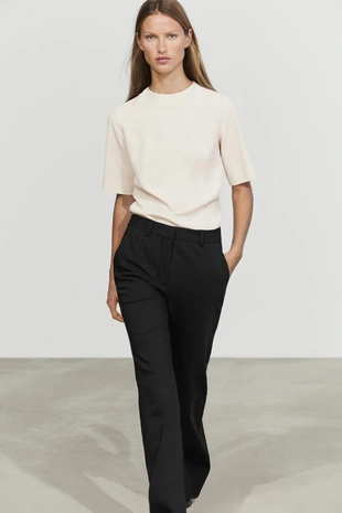 BLACK | 5030/730/800 - Massimo Dutti Технические расклешённые брюки
