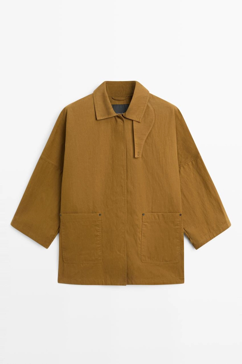 Пальто-накидка с застежкой-планкой massimo dutti