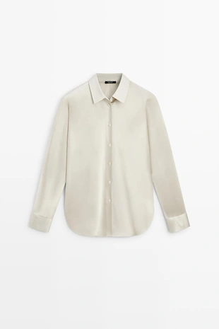 SILVER | 5157/557/808 - Massimo Dutti Блузка из струящегося атласа