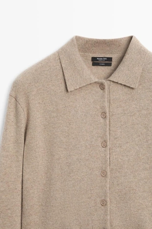 Купить Massimo Dutti Кардиган с воротником поло из 100% кашемира
