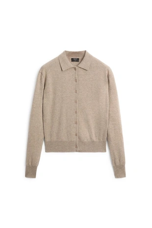 MINK | 5910/565/706 - Massimo Dutti Кардиган с воротником поло из 100% кашемира