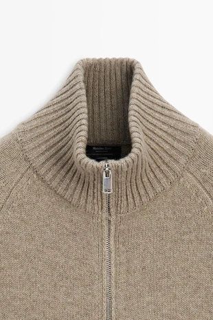 TAUPE GREY | 5901/565/211 - Massimo Dutti Вязаный кардиган на молнии из 100% кашемира