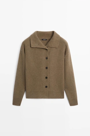 Купить Massimo Dutti Кардиган с боковыми пуговицами из 100% кашемира