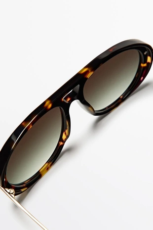 GREEN | 7005/632/500 - Massimo Dutti Авиационные солнцезащитные очки с эффектом черепаховой оправы