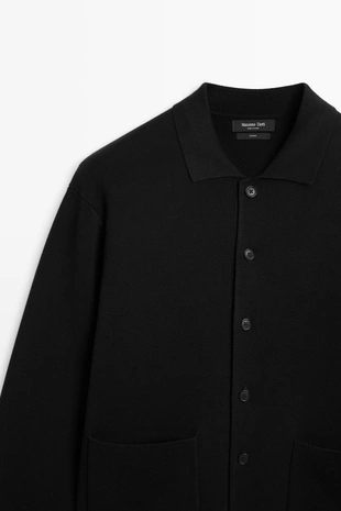 Купить Massimo Dutti Вязаный кардиган с поло воротником из 100% хлопка