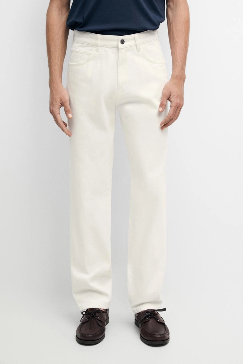 Джинсы massimo dutti сужающегося кроя цвета крем stonewashed