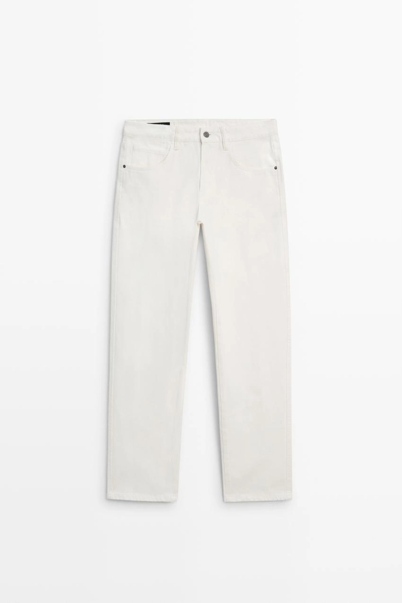 Джинсы massimo dutti сужающегося кроя цвета крем stonewashed