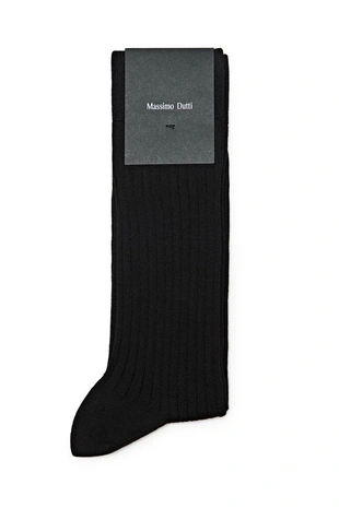BLACK | 2672/320/800 - Massimo Dutti Ребристые носки