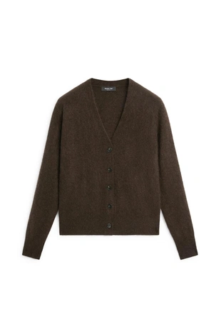 Купить Massimo Dutti Вязаный кардиган с V-образным вырезом из шерстяной смеси