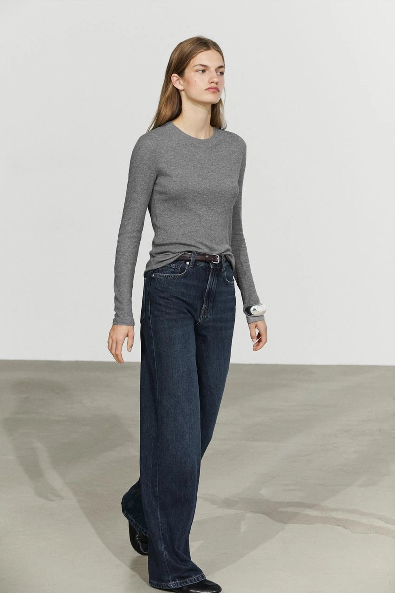Футболка из трикотажа с хлопком и кашемиром massimo dutti
