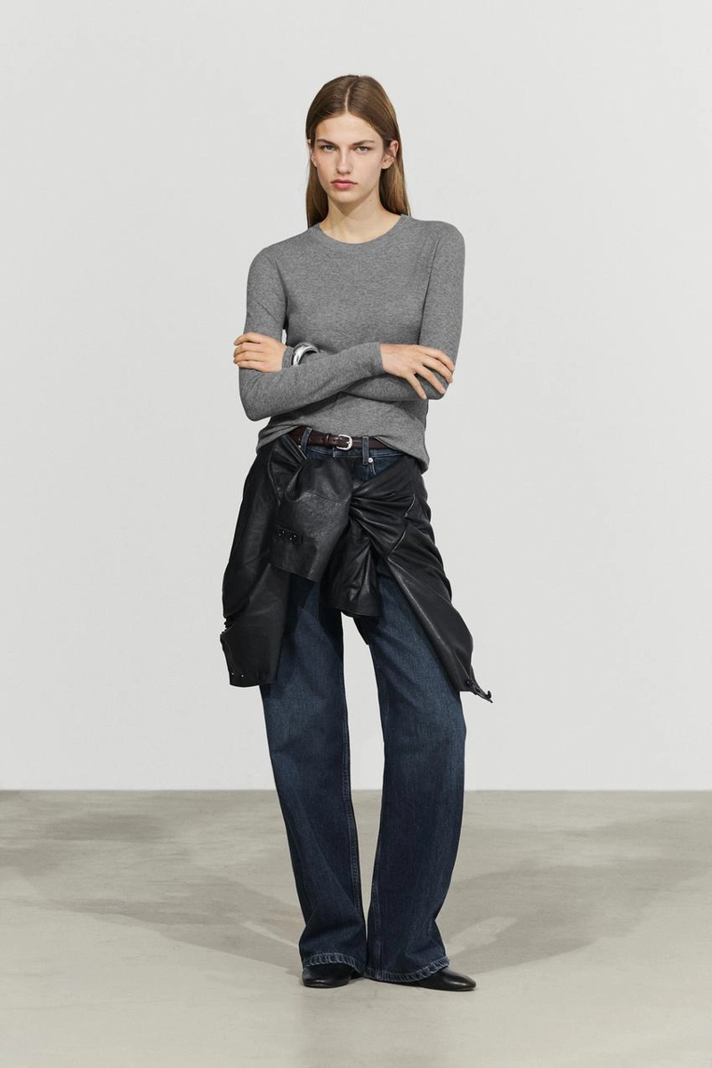 Футболка из трикотажа с хлопком и кашемиром massimo dutti