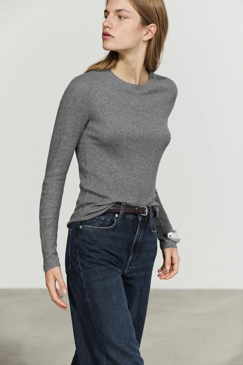 Футболка из трикотажа с хлопком и кашемиром massimo dutti
