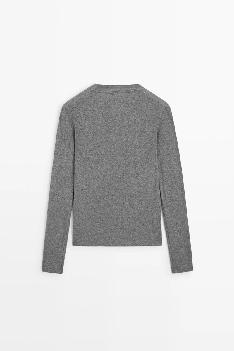 Футболка из трикотажа с хлопком и кашемиром massimo dutti