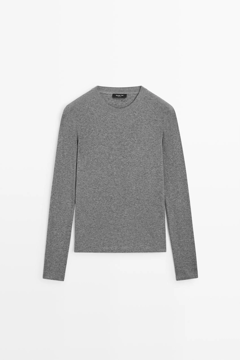 Футболка из трикотажа с хлопком и кашемиром massimo dutti