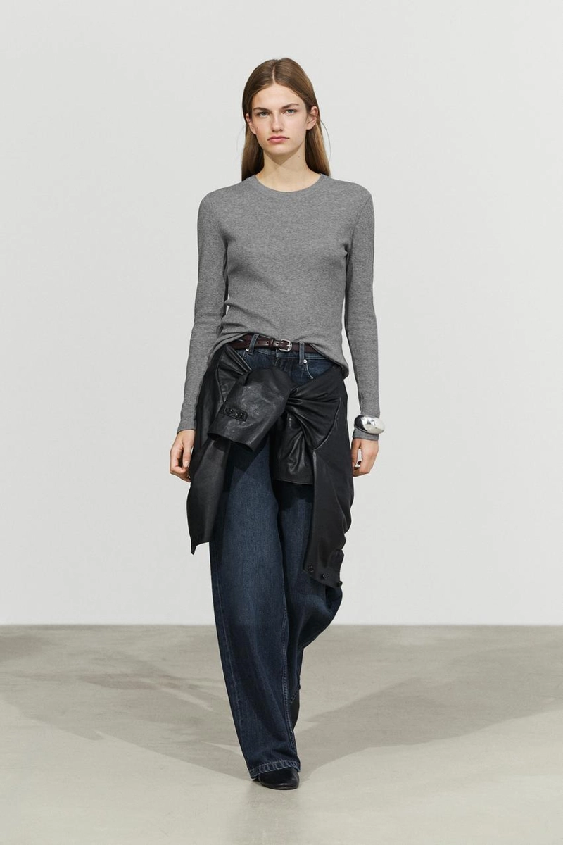Футболка из трикотажа с хлопком и кашемиром massimo dutti