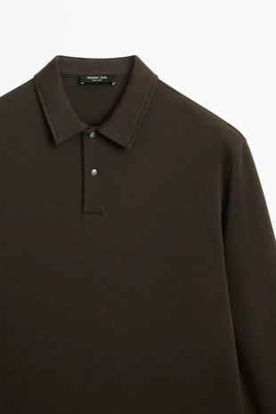 Купить Massimo Dutti Поло с длинным рукавом из 100% хлопка