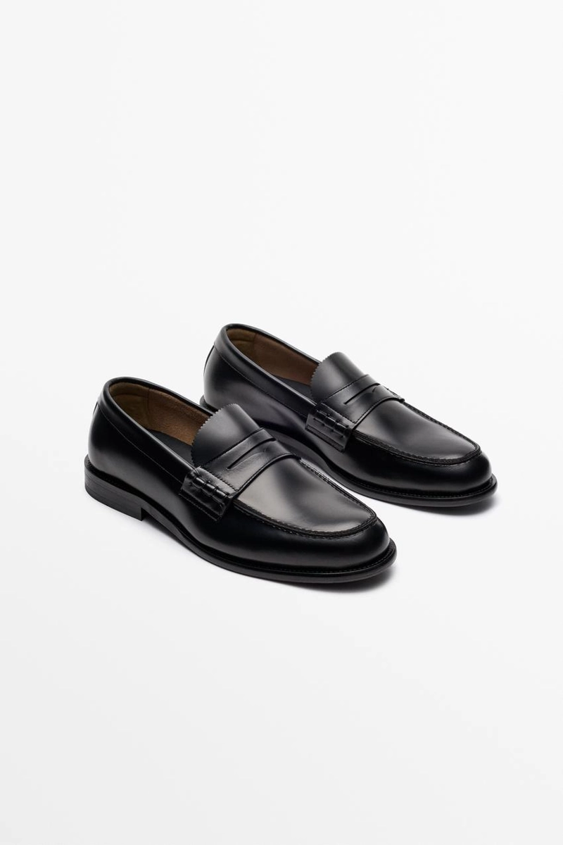 Кожаные лоферы с монетницей massimo dutti