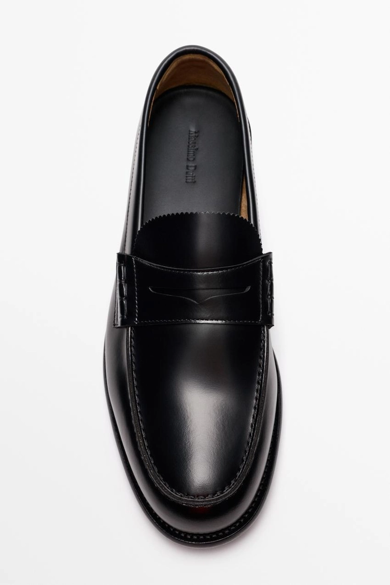 Кожаные лоферы с монетницей massimo dutti