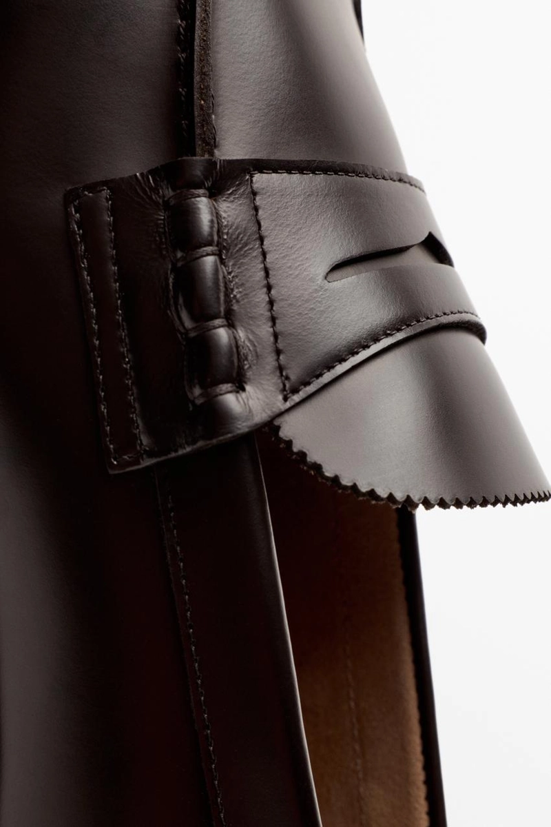 Кожаные мокасины с ремешком massimo dutti