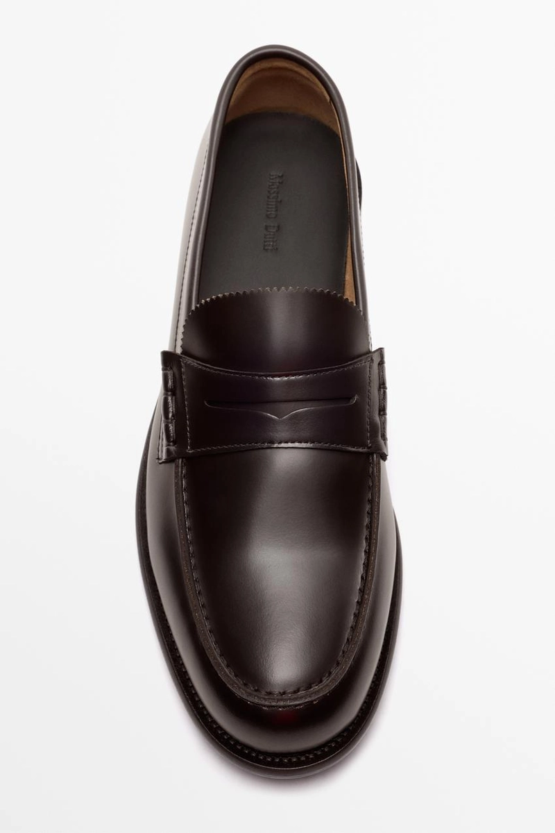 Кожаные мокасины с ремешком massimo dutti