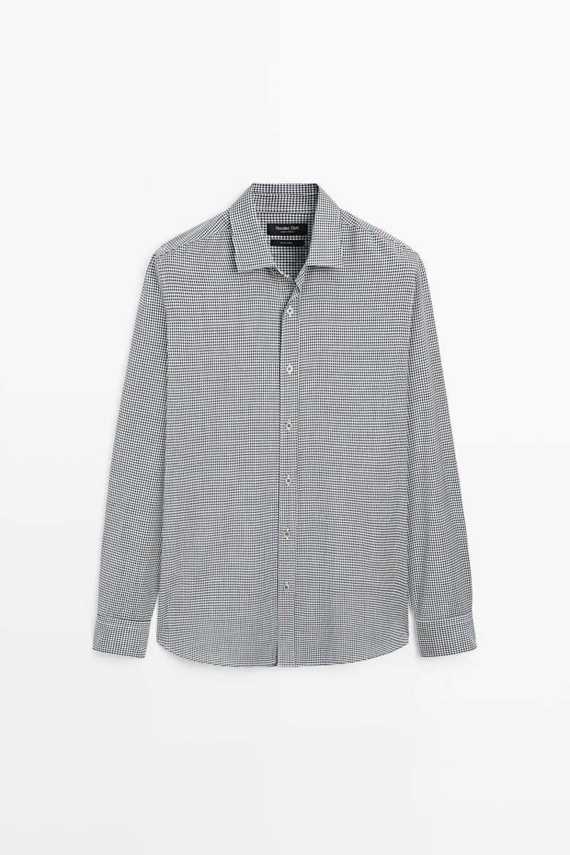 Рубашка в клетку из 100% шерсти regular fit