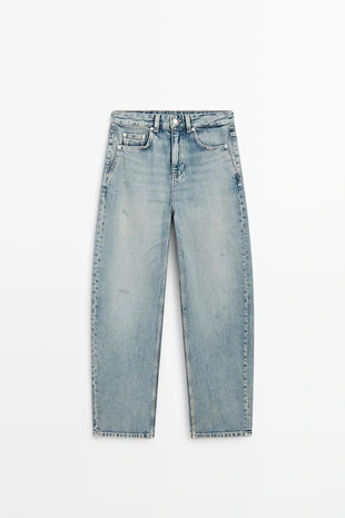 Mid-waist barrel fit jeans- Заказать в России