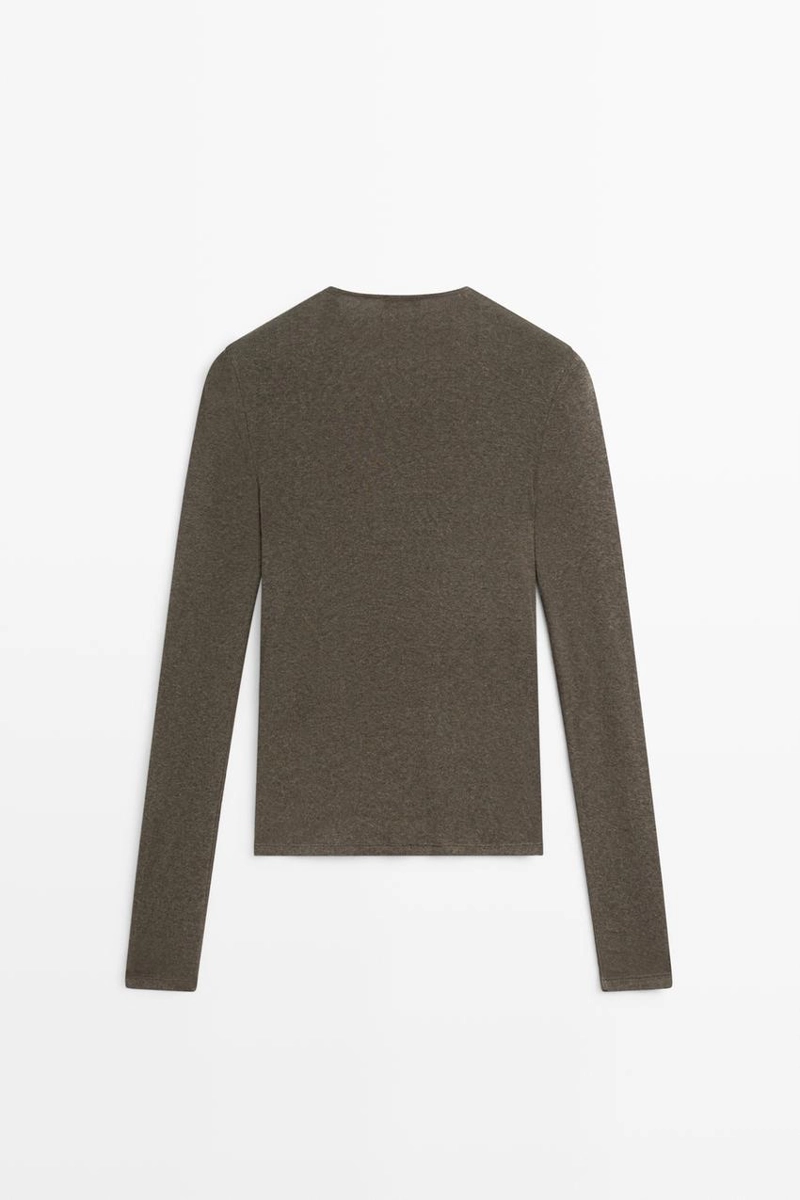 Футболка с длинным рукавом henley из хлопка и кашемира