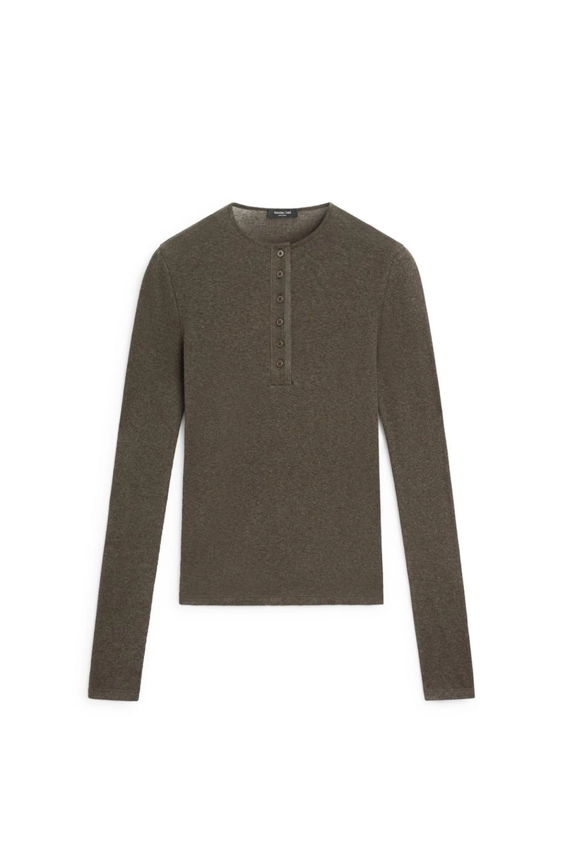 Футболка с длинным рукавом henley из хлопка и кашемира