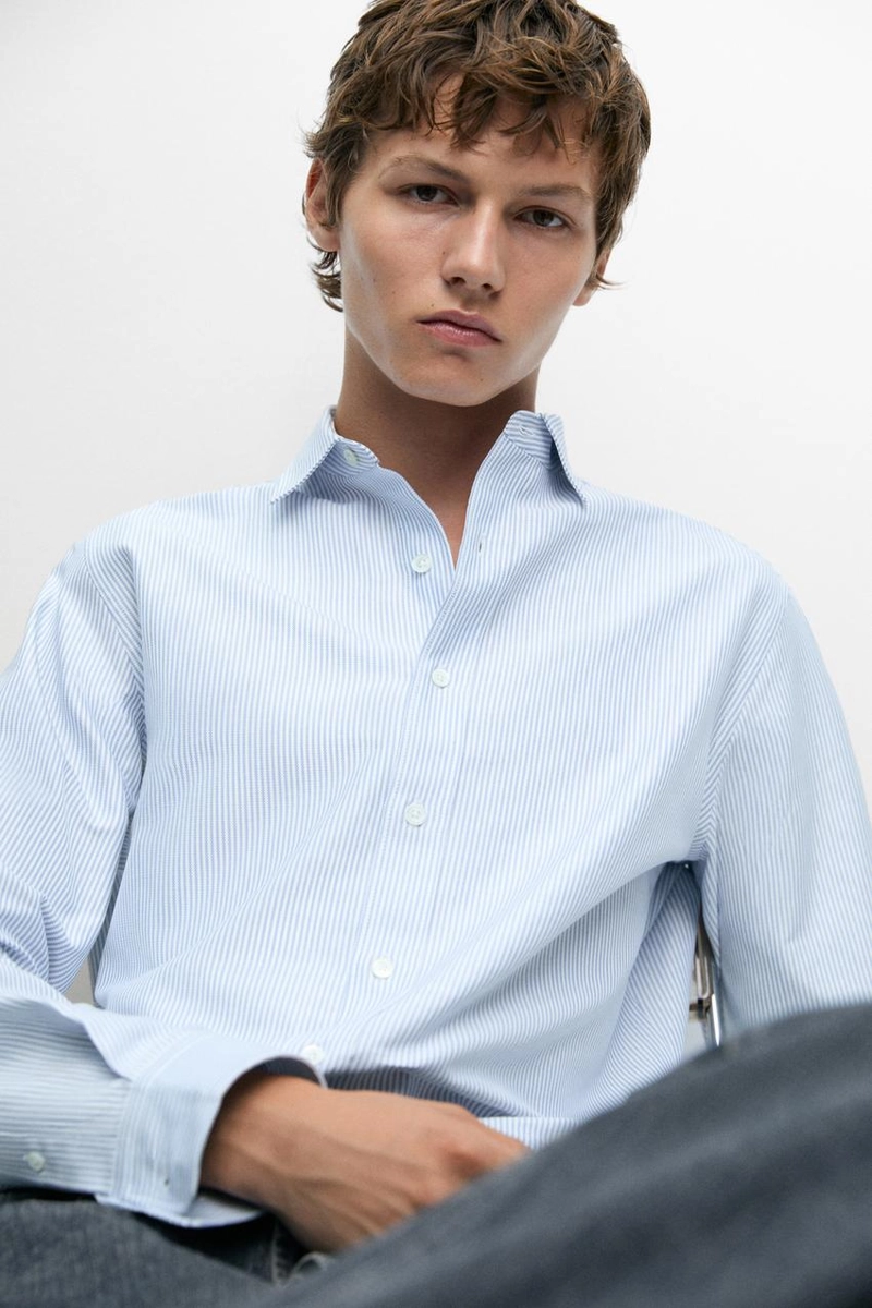 Рубашка regular fit в полоску oxford