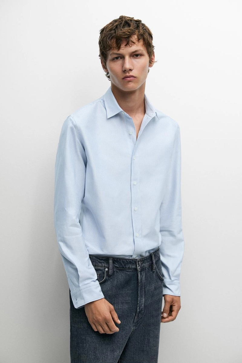 Рубашка regular fit в полоску oxford