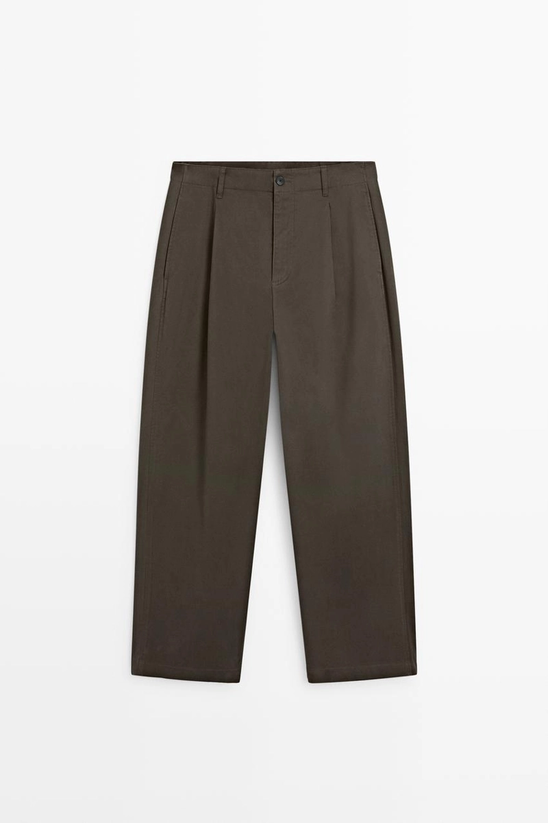 Брюки с защипами и посадкой barrel fit
