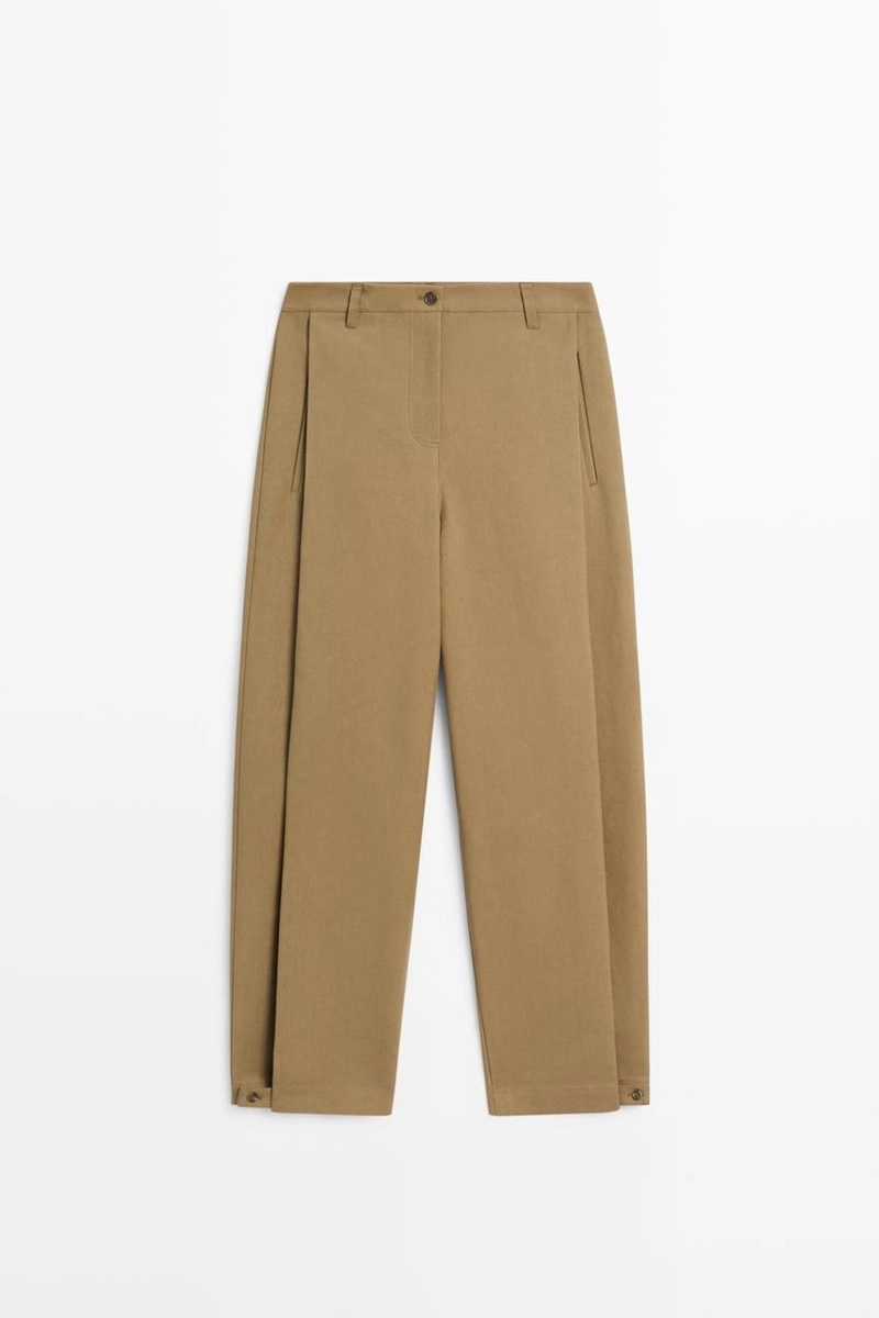 Брюки barrel fit с боковыми складками