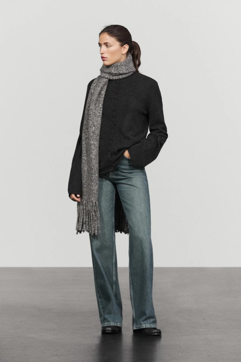 Вязаный кардиган на пуговицах из шерстяной смеси massimo dutti