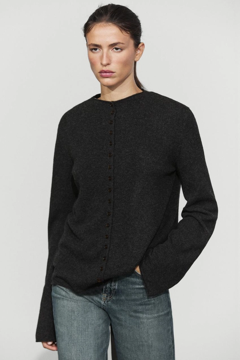 Вязаный кардиган на пуговицах из шерстяной смеси massimo dutti