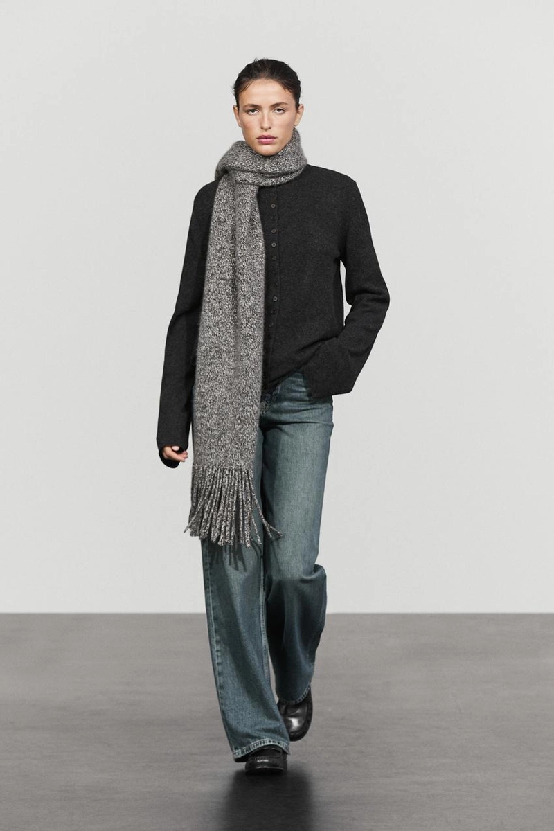 Вязаный кардиган на пуговицах из шерстяной смеси massimo dutti