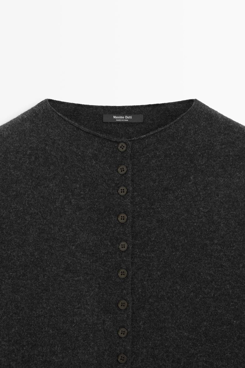 Вязаный кардиган на пуговицах из шерстяной смеси massimo dutti