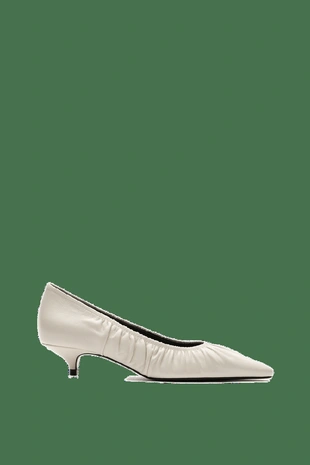 WHITE | 1419/850/1 - Massimo Dutti Туфли на сбористом кожаном каблуке