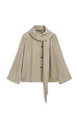 Купить Massimo Dutti Блузка из струящегося купро с шарфом