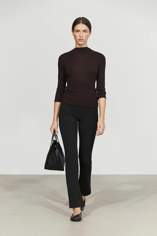 Купить Massimo Dutti Футболка с высоким воротником и рукавами до локтя из хлопкового микса