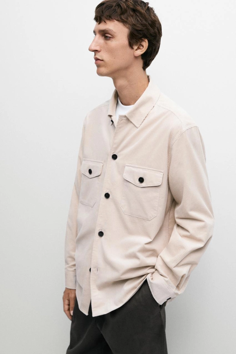 Вельветовая рубашка-overshirt с деталями карманов